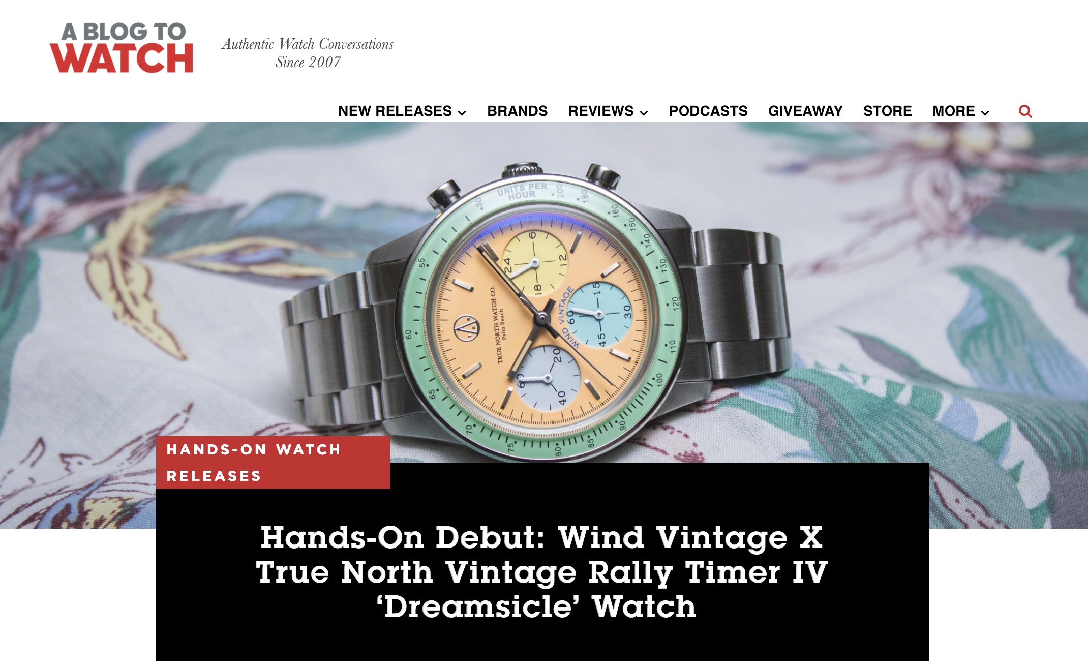 A Blog To Watch 'Hands-On Debut: Wind Vintage X True North Vintage